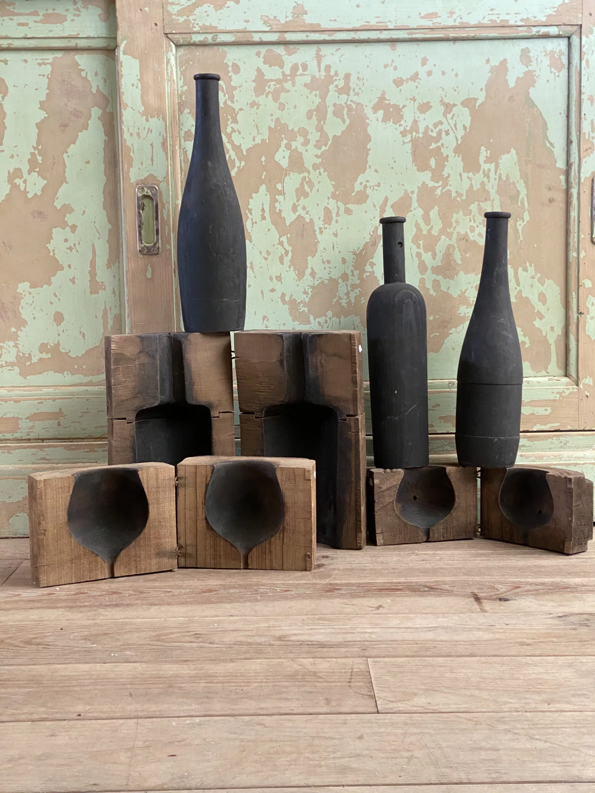 Ancien Moule à bouteilles en verre